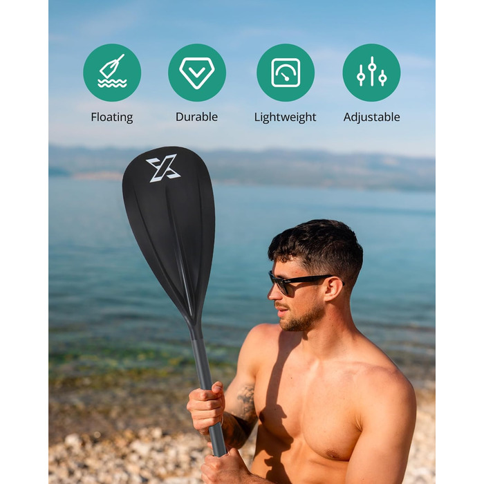 Весло для SUP-дошки ZLX, розбірне, регульоване, з лезом з скловолокна, 3 або 4 секції, зелений SUP двосторонній весло, аксесуари для сапборда