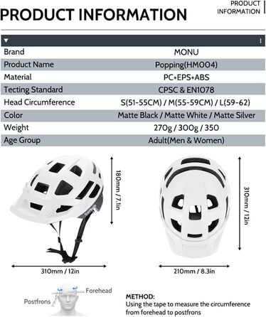 Шолом GarBull MTB з козирком, регульований, для дорослих (M, White-Grey)