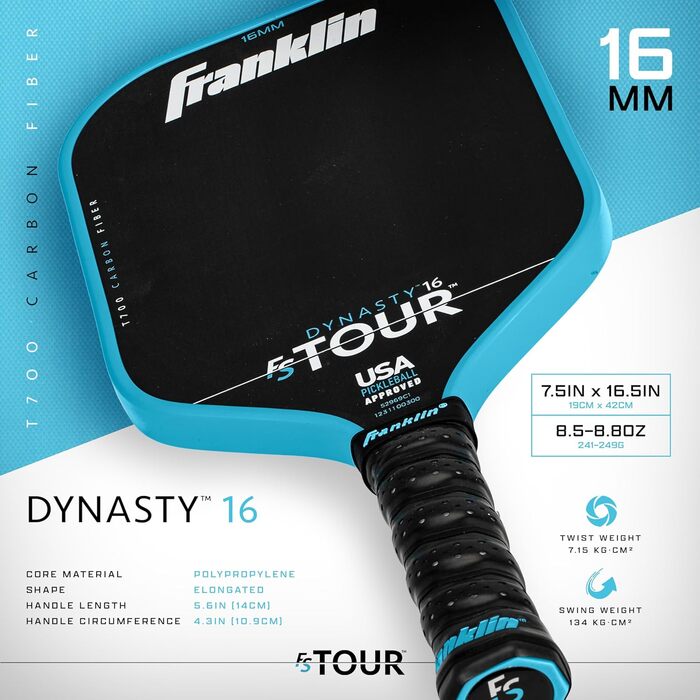 Ракетка для піклболу  Franklin Sports FS Tour - Вуглецеве волокно - 14/16 мм