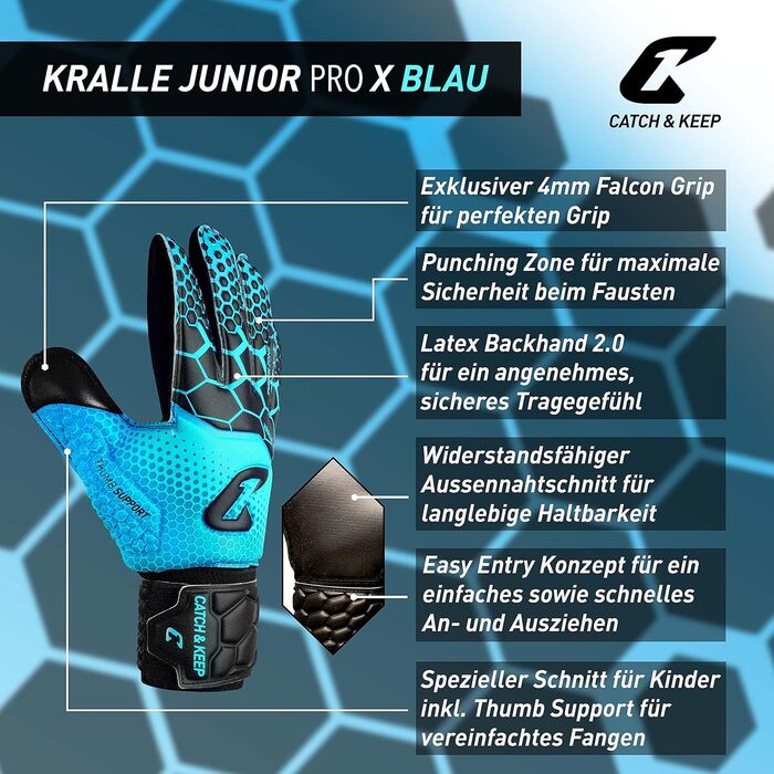 Рукавички Claw Junior Pro 3.0 - Falcon Grip, сині