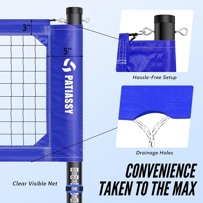 Набір сіток для волейболу Patiassy, регульований, з аксесуарами (темно-синій)