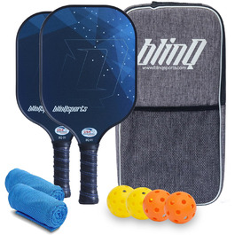 Набір для піклболу Blinq Sports: 2 ракетки, 4 м'ячі, 2 рушники, сумка, легка USAPA ракетка з антиковзкою ручкою для початківців і гравців середнього рівня