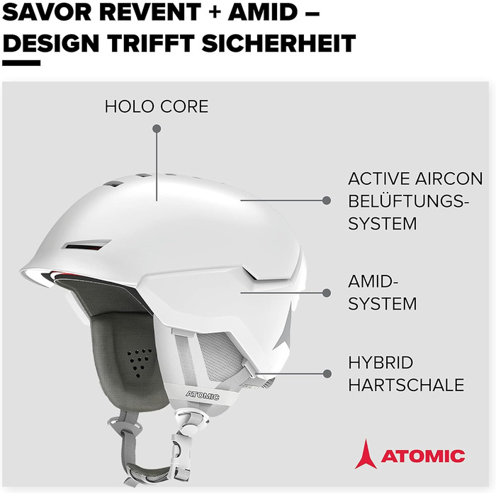 Гірськолижний шолом ATOMIC Revent AMID - унісекс для дорослих - Custom Fit & Precise Fit - Чудовий захист від ударів - Інноваційна система вентиляції 59-63 см Білий Верес