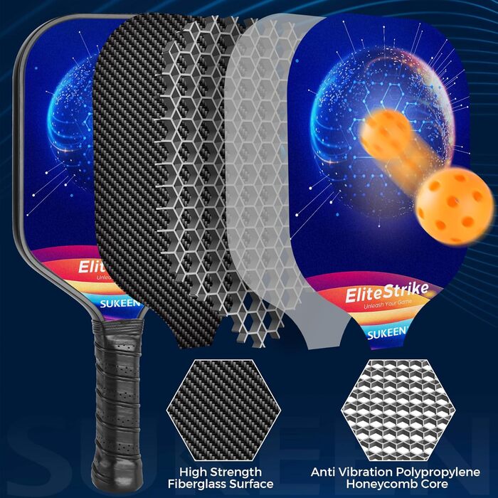 Набір ракеток Sukeen Pickleball 2PCS, зоряне небо, зі скловолокна, з сумкою