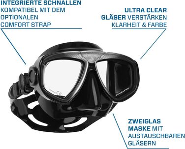 Маска для дайвінгу Scubapro Zoom, чорна, регулятор дихання для холодної води, унісекс, для дорослих, універсальний розмір, багатокольорова