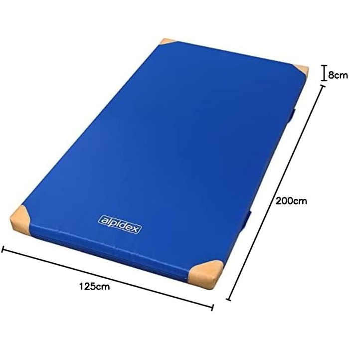 Гімнастичний мат ALPIDEX 200x125x8 см, нековзний, шкіряні кути, м'який