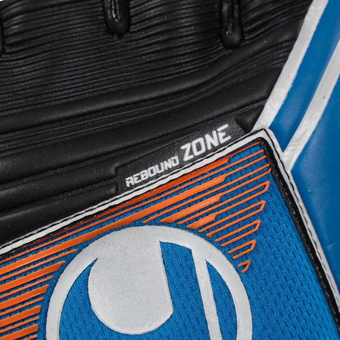 Воротарські рукавички uhlsport Soft Pro для футболу, дитячі та дорослі, з фіксацією зап'ястя, дихаючі, посилене зчеплення, сині/помаранчеві/білі, розміри 5-11