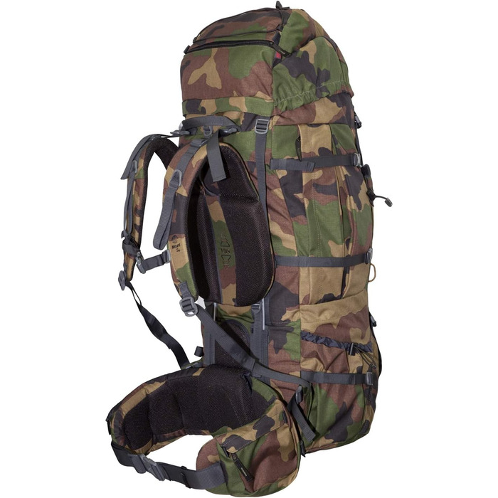 Туристичний рюкзак Tashev Outdoors 100+20 л, камуфляж, для жінок і чоловіків, фронтальний і верхній завантаження, з дощовиком, вироблено в ЄС