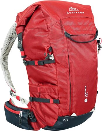 Туристичний рюкзак NORDKAMM Antares 40 л RollTop для гірського туризму, альпінізму, скелелазіння, лижних і високогірних походів, унісекс, червоний