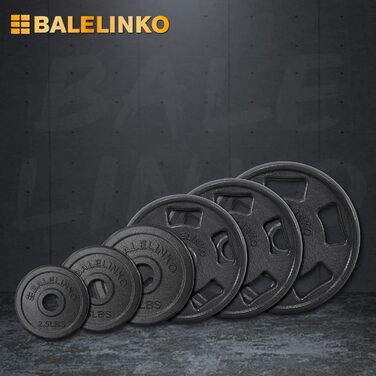 Вага чавунна Balelinko з олімпійською рукояткою, 2,5-45 фунтів (чорний)