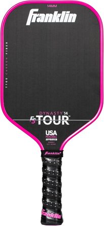 Професійна ракетка для піклболу Franklin Sports FS Tour Series з сирого вуглецевого волокна T700, цілісна конструкція з епоксидною смолою, затверджено USA Pickleball, моделі Dynasty і Tempo, 14/16 мм, сірий, синій, рожевий