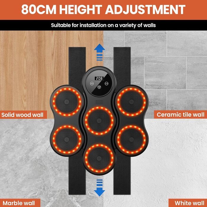 Музичний електронний боксерський тренажер для стіни з Bluetooth, 9 режимів, автоматичний підрахунок, рукавички, для дорослих