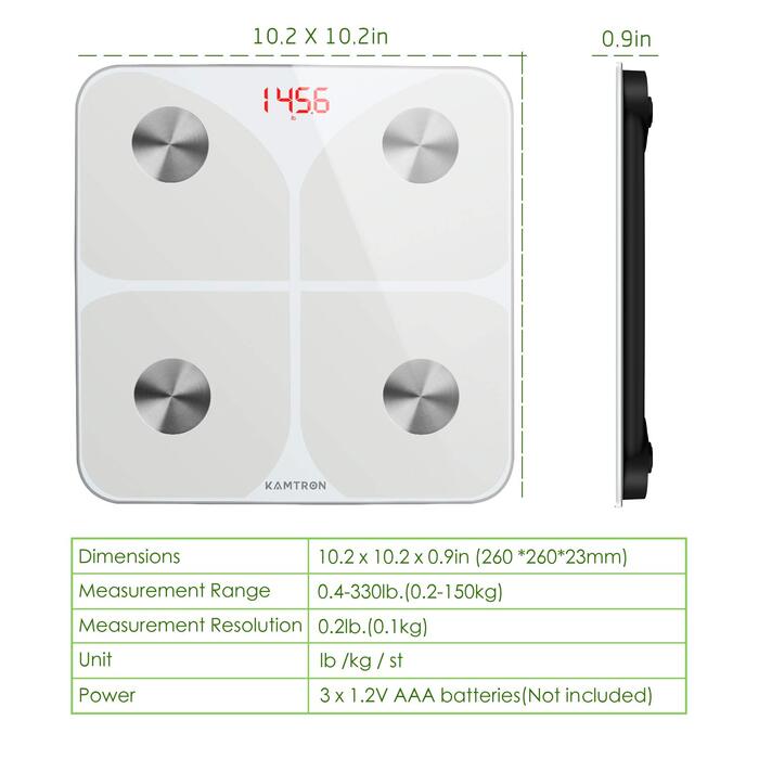 Шкала жиру в організмі, переможець цифрового тесту ваг для ванної кімнати 2024 року з додатком 180 кг / 400 фунтів, ваги тіла Scale People Bluetooth для жиру в організмі, ІМТ, ваги, води та м'язової маси (білий)