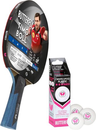 Ракетка для настільного тенісу Butterfly Timo Boll Black 3*** М'ячі для настільного тенісу ITTF R40 Набір біт для настільного тенісу Професійний набір для настільного тенісу