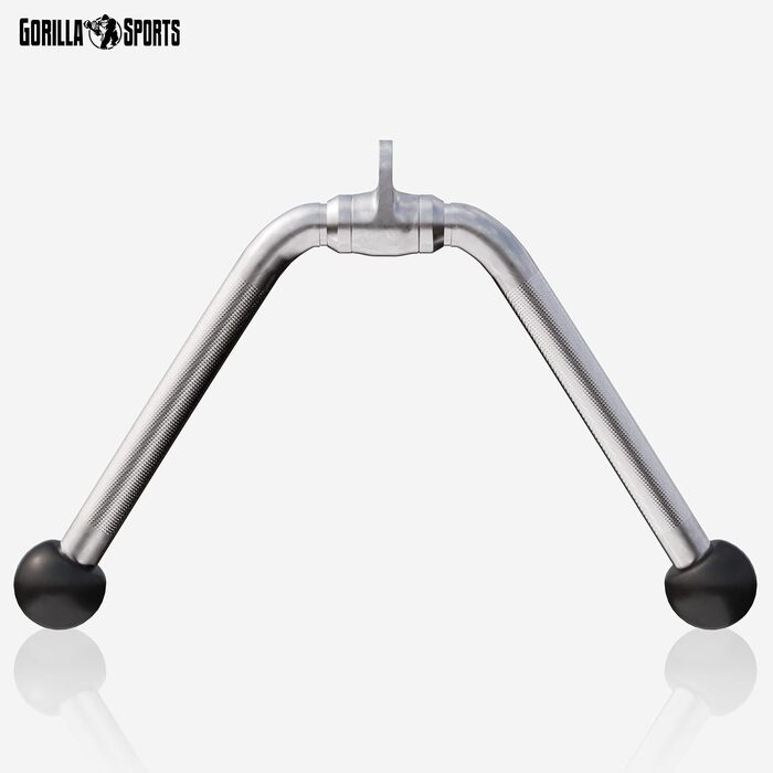 GORILLA SPORTS® Гриф для кросовера — широкий, для біцепса, трицепса, лат, SZ-гриф, хромований, з обертовим шарніром, нековзний — ручки для тягових тренажерів, тренажер передпліччя