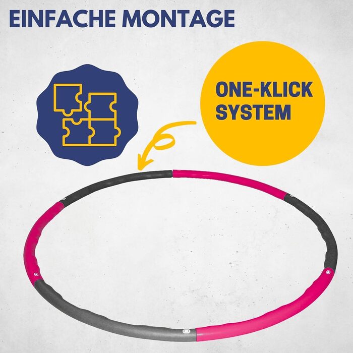 Найкращий спортивний обруч для фітнесу 100 см I 6 частин I рожевий/антрацитовий I Хула-хуп з вагою I Для схуднення I Фітнес вдома I Вага 1,2 кг
