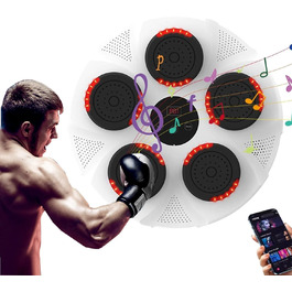 Музична боксерська машина TAZZOR Інтелектуальна музична боксерська машина Bluetooth Боксерський автомат зі світлодіодом, Боксерська тренувальна машина USB Акумуляторна боксерська машина для тренування спритності Настінний боксерський тренажер білий
