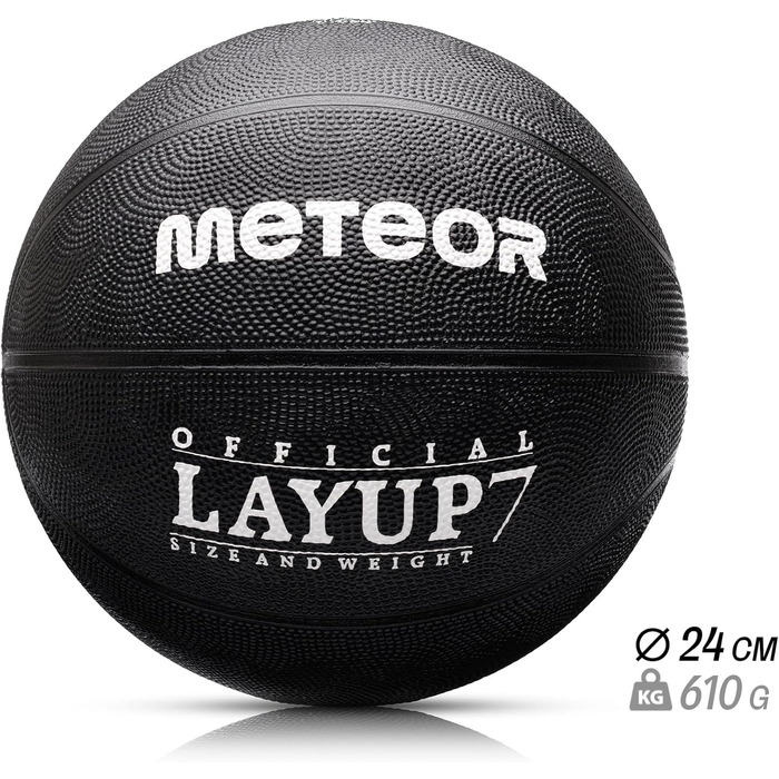 Дитячий міні-баскетбольний м'яч meteor Layup Розмір 5 6 7 ідеально підходить для дитячих рук дітей 4-8 років Ідеальний баскетбол для тренувань М'який баскетбол з чіпкою поверхнею (розмір 7 (чоловіки), чорний)