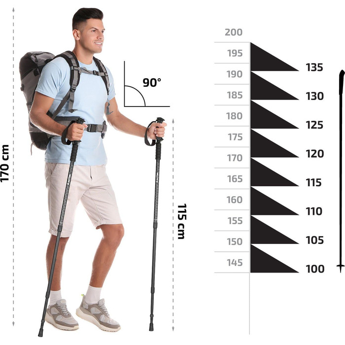 Туристичні палиці Outtec, скандинавські, телескопічні 65-135см, складні