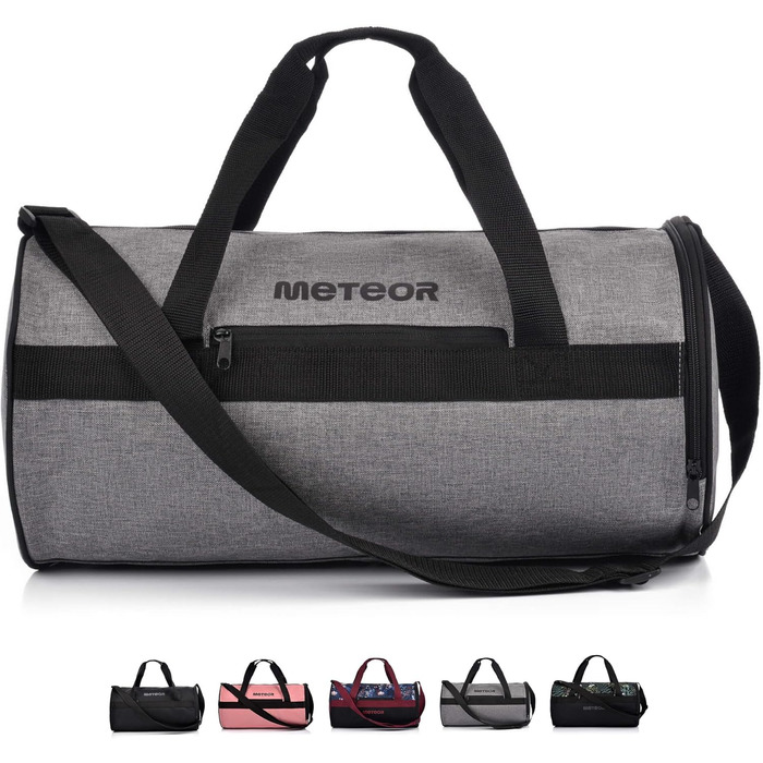 Сумка спортивна Meteor 25L - унісекс, 48x25x25 см, сіра/чорна