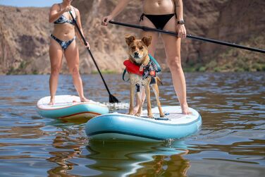 Надувна дошка для веслування iROCKER Nautical Go Cruiser, відмінна маневреність, довжина 3 м, ширина 86,4 см, SUP 15,2 см з повідцем, ластами та ремкомплектом (синій/білий)