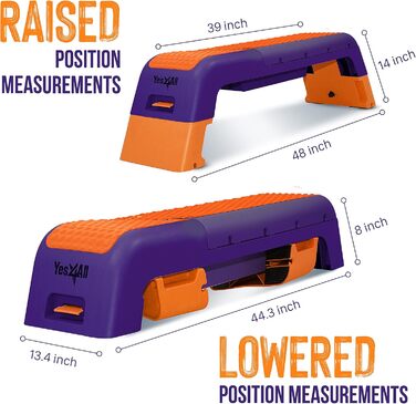 Багатофункціональна фітнес-аеробна степ-платформа/аеробна палуба, домашній тренажерний зал Домашня лава для вправ (помаранчевий/фіолетовий), 4All