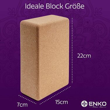 Корковий блок для йоги преміум якості 4 SET-Yoga Block Cork Set з 2 шт. з ремінцем для йоги та бавовняною сумкою - високоякісний блок для йоги та набір для фітнесу для пілатесу