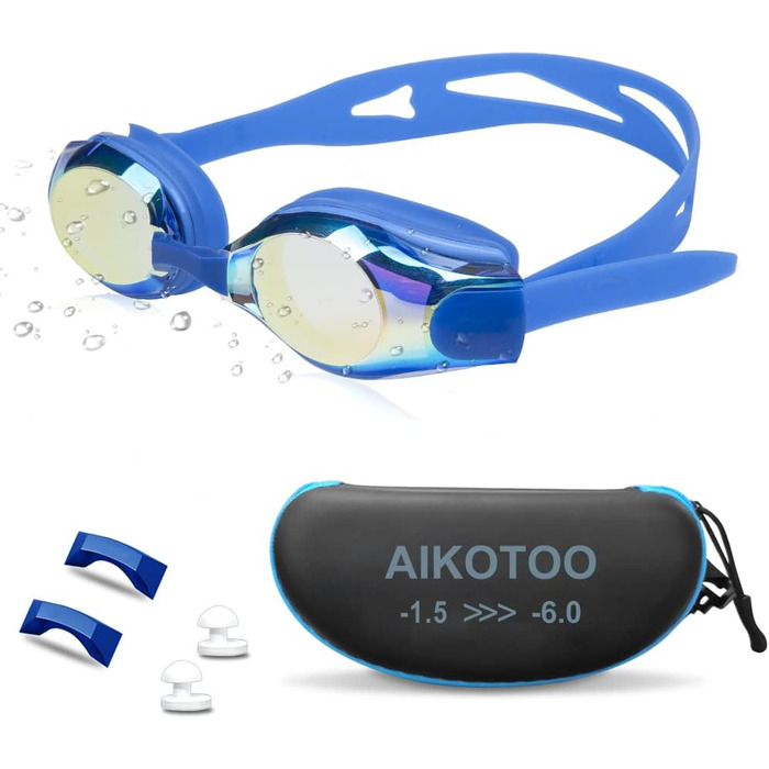 Окуляри AIKOTOO Prescription, проти запотівання, сині, -5,5 діоптрій