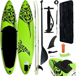 Надувна SUP дошка vidaXL 366x76x15 см, комплект, зелена