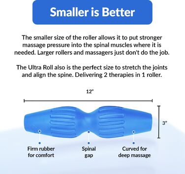 Масажер Ultra Roll back швидко знімає біль у спині, унікальна форма, прибирає м'язові вузли та тригерні точки, менша конструкція ролика працює краще, ніж YogaWheels та