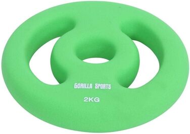 Неопренові вагові пластини GORILLA SPORTS - набір з 2, 2x1 кг, 2x2 кг, 2x3 кг, 2x4 кг, 2x5 кг, діаметр отвору 30/31 мм, з ручками, чавунні вагові пластини, набір вагових пластин (4 кг (2x2 кг))