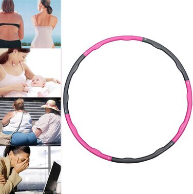 Обруч для схуднення Hula Hoop Adult Hullahub вагою 1,8 кг з дизайном хвилі для вдосконаленого домашнього фітнес-обладнання з 6 предметів і 100 см Hoola Hoop Fitness (1,8 кг сіро-рожевий)