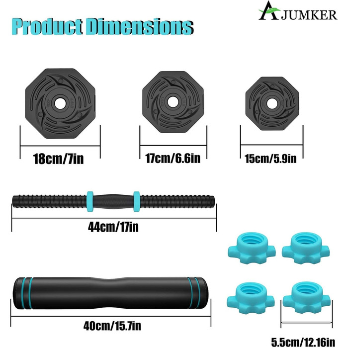 Гантелі AJUMKER 20 кг, регульовані, силовий тренінг 3 в 1 для дому