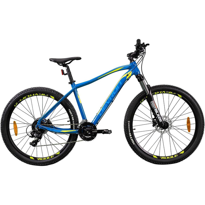 Гірський велосипед Devron Riddle RM1.7 для чоловіків - Alloy Hardtail, 27.5 дюймів, Himano 3x8, гідравлічний Cheibenbreme, чотиристоронній MTB для пригод (синій, M)