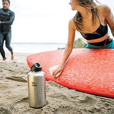 Широка пляшка для води Klean Kanteen з широкою петлею з матової нержавіючої сталі (1900 мл)