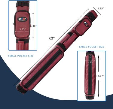 Кейс для більярдного кия GSE Deluxe 2x2, жорсткий, квадратний, бордовий