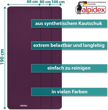 Килимок ALPIDEX 1,5 см не ковзає без фталатів з ременем для йоги