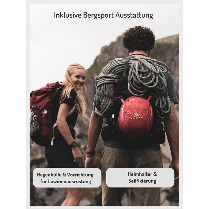 Рюкзак для альпінізму та туризму NORDKAMM Antares Alpine 30/40 л, RollTop, унісекс, для походів, скелелазіння, лижних турів