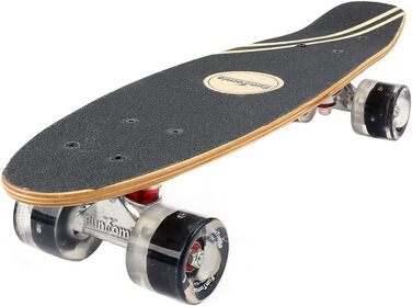 Скейтборд FunTomia Mini-Board Cruiser 57см виготовлений з 7-шарового дерева канадського клена, в т.ч. Mach1 ABEC-9 Кульковий підшипник Білий череп / з чорними світлодіодними колесами