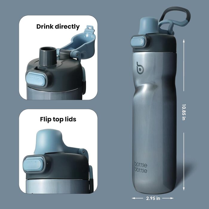 Термобутилка BOTTLE BOTTLE 680 мл з ручкою і клапаном, спортивна, герметична, для велосипеда, подорожей, синя