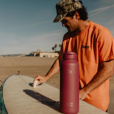 Спортивна пляшка bottlebottle 1л, нержавіюча сталь, ізольована, з трубочкою та контейнером для таблеток, червона