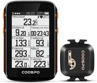 Циклокомп'ютер COOSPO GPS Bluetooth 5.0 ANT, РК-дисплей 2,4 IP67