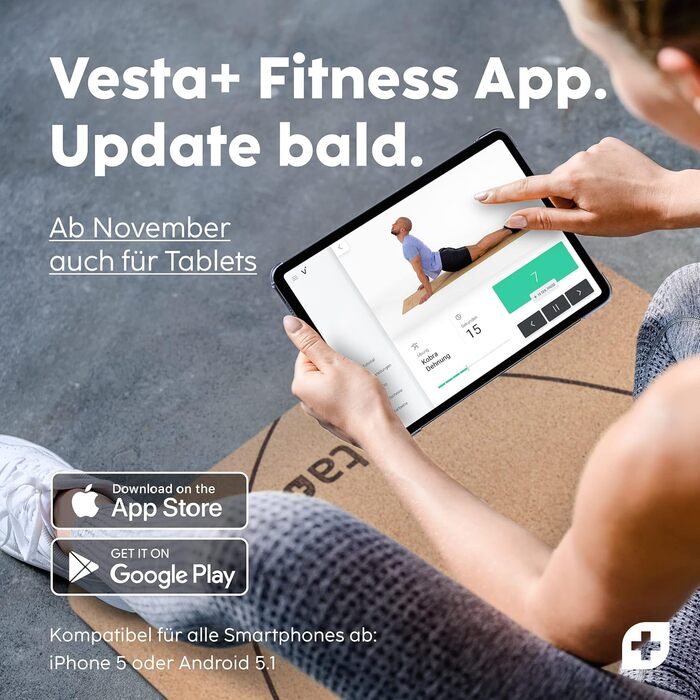 Килимок для йоги Vesta Cork TPE Fitness App - Екологічний корковий килимок для йоги для плюса вашого тренування - Переможець тесту серед коркових килимків Йога як килимок для йоги Пробка, спортивний килимок Пробка та килимок для фітнесу Cork Compass Sky (