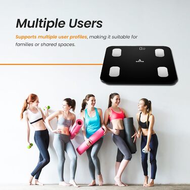 Розумна вага ZAKTAB Bluetooth з аналізом складу тіла, BMI, жиру, м'язів, LED-дисплеєм, авто-вимкненням, до 180 кг, загартоване скло