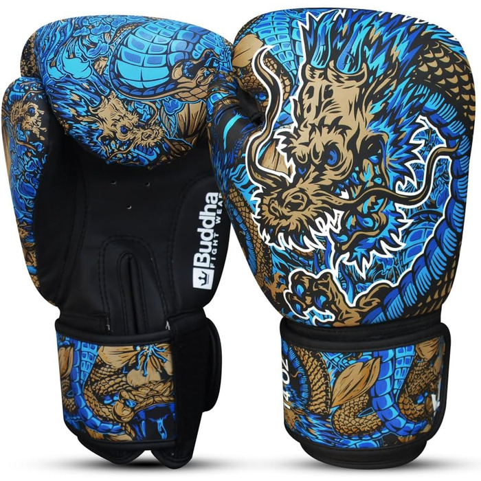 Боксерські рукавички BUDDHA FIGHT WEAR Dragon для тренувань і спарингів з муай-тай та кікбоксингу, унісекс, декілька кольорів, вага 300-360 г