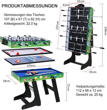 Стіл HLC 4-в-1: футбол, більярд, теніс, AirHockey