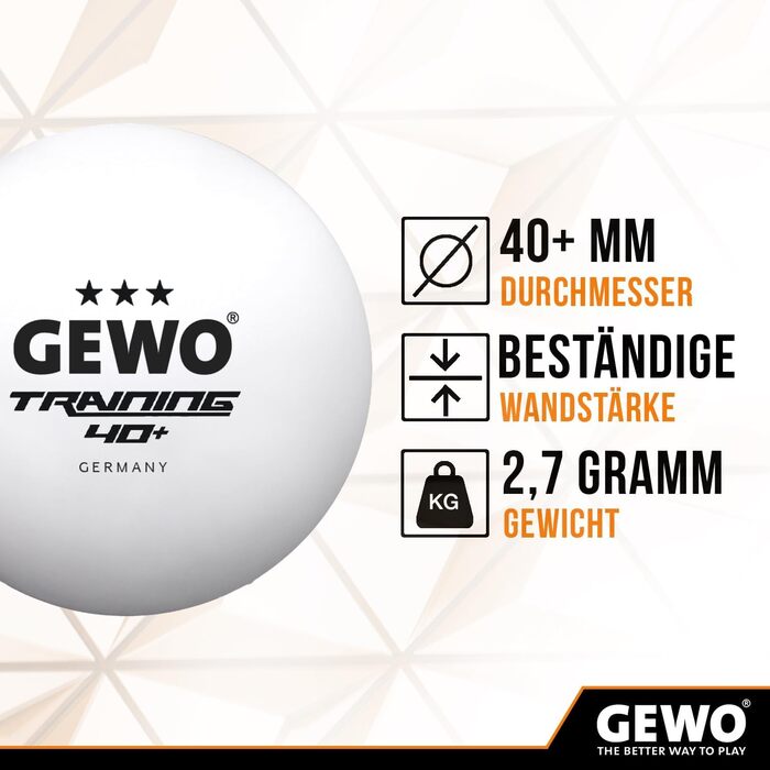 М'ячі GEWO Training 40 - 3 зірки, 60 шт., помаранчевий/білий