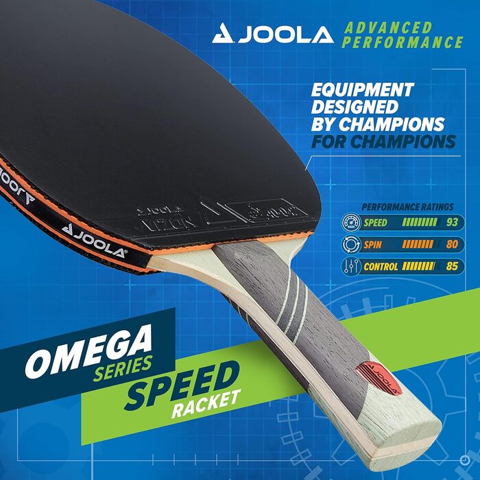 Ракетка для настільного тенісу JOOLA Omega Speed Advanced Training з розширеною ручкою ракетка для настільного тенісу турнірного рівня з гумою для настільного тенісу Vizon призначена для швидкості (зелена)