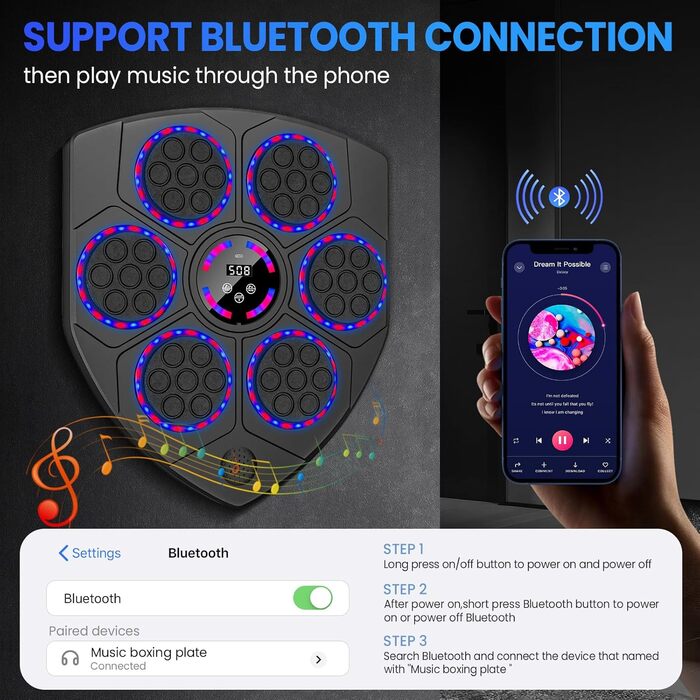 Музичний бокс-машина з рукавичками, LED підсвічуванням, 9 режимів, Bluetooth, настінна для дорослих і дітей