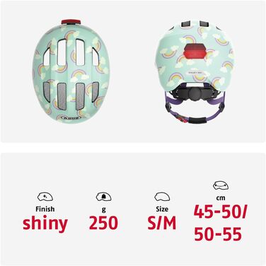 Шолом дитячий ABUS Smiley 3.0 LED, унісекс М (50-55 см), синя веселка